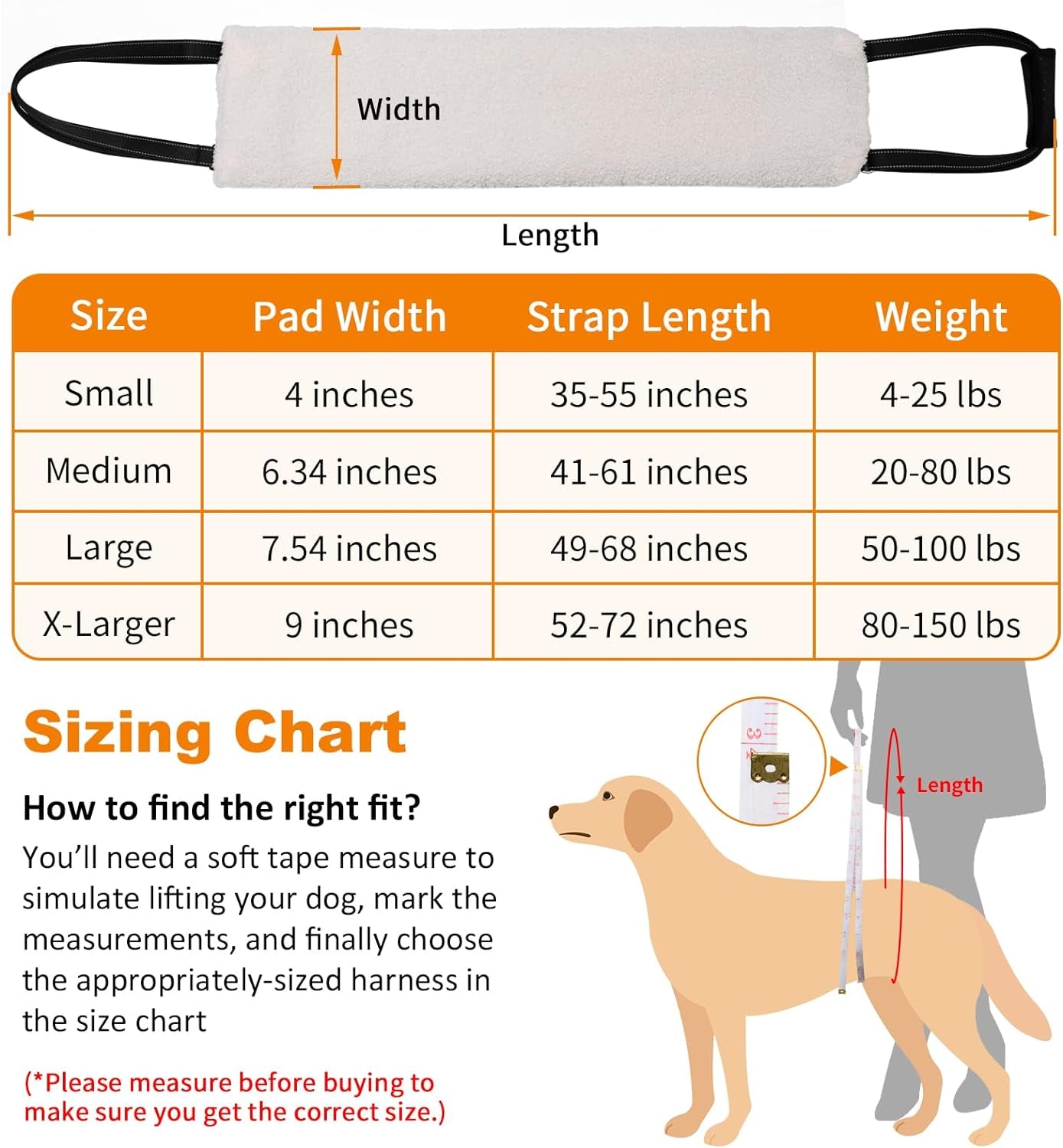 Portable Dog Sling for Back Legs, Hip Support Harness to Help Lift Rear for Canine Aid Old K9 Cruciate Ligament Rehabilitation